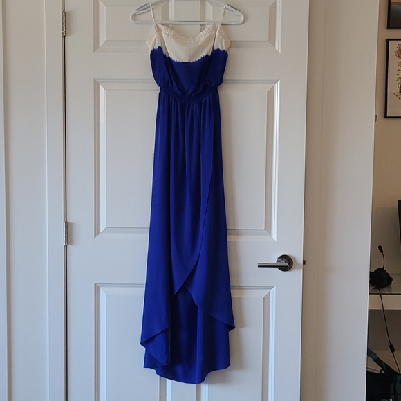 Guess "Lexy" Blue Ombre Silk High-Low Maxi Dress - Picture 3 of 8